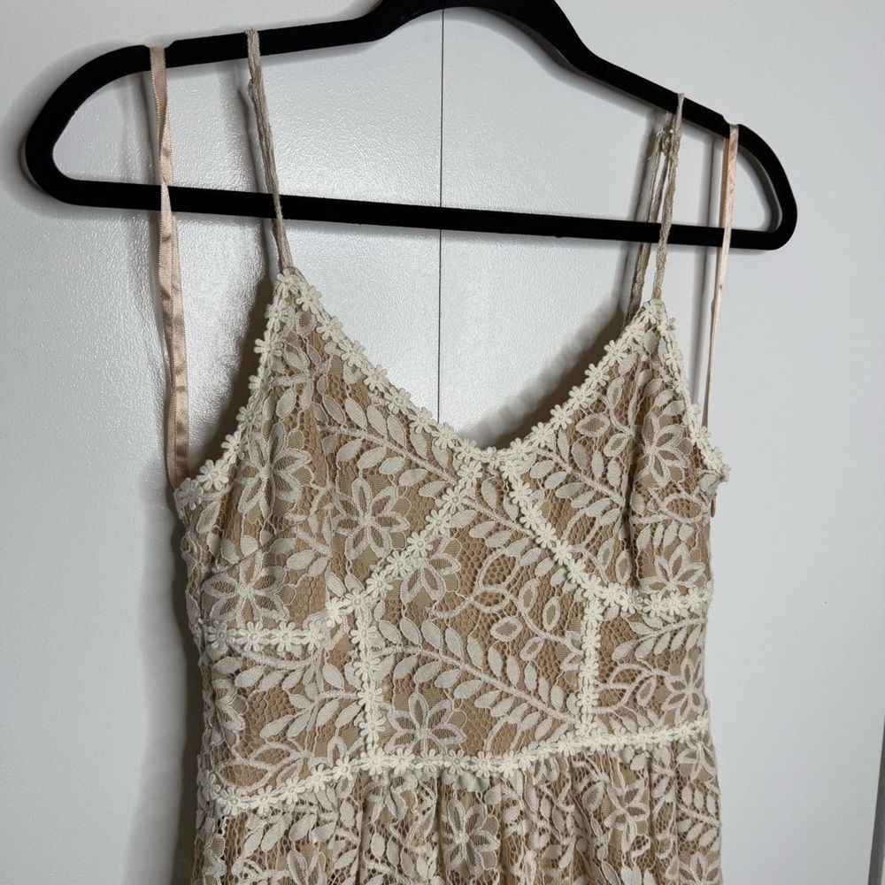 Anthropologie - NSR Hayden Floral Midi Dress cream/beige lace- XS - Picture 4 of 13